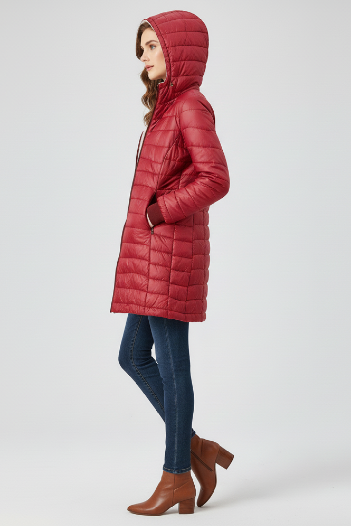 Women’s Jacket with Hood and Quilted Surface