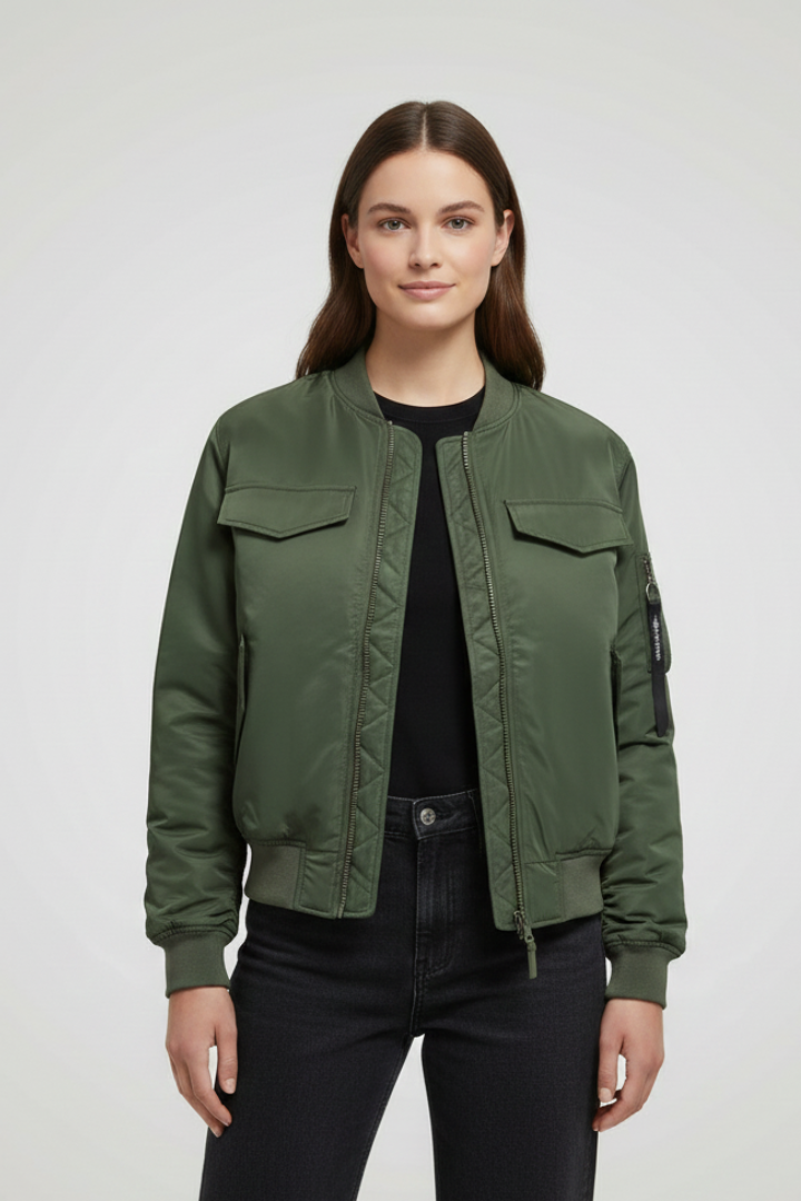 Women’s Jacket with Padded Surface and Zip Closure