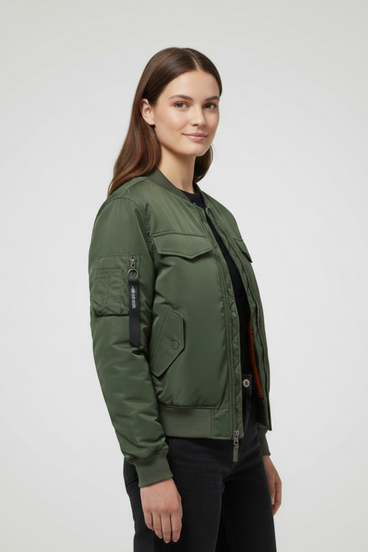 Women’s Jacket with Padded Surface and Zip Closure