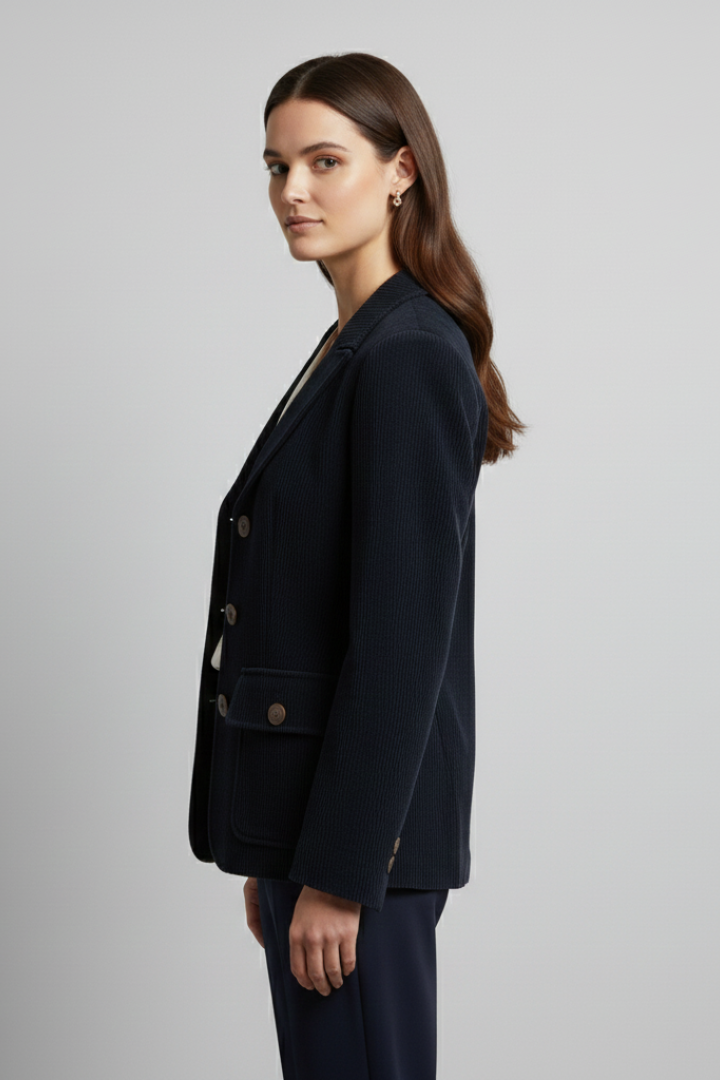 Women’s Jacket with Peaked Collar and Ribbed Corduroy Surface