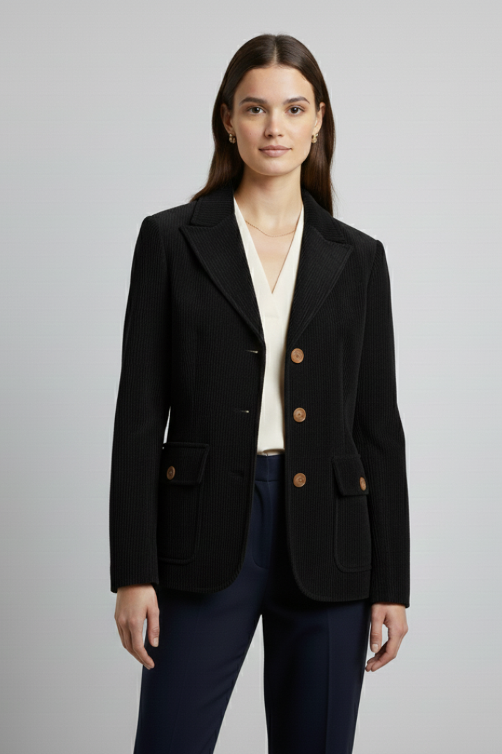 Women’s Jacket with Peaked Collar and Ribbed Corduroy Surface