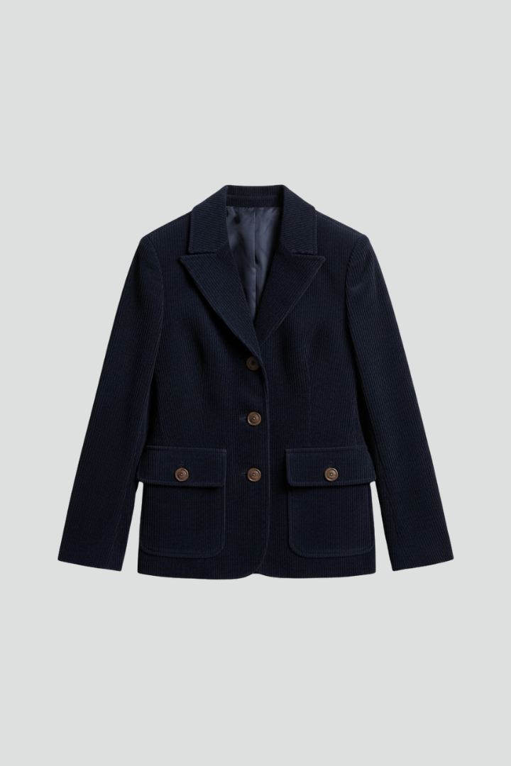 Women’s Jacket with Peaked Collar and Ribbed Corduroy Surface