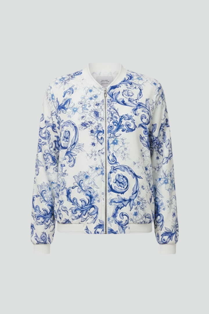 Women’s Jacket with Printed Surface and Zip Closure