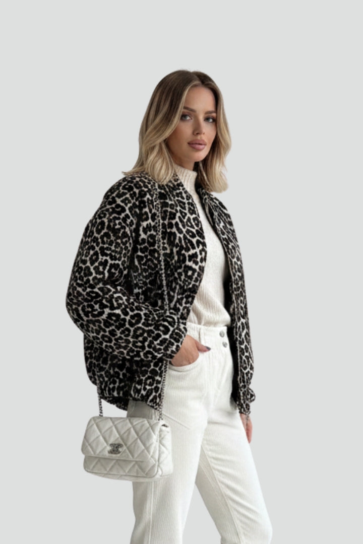 Women’s Jacket with Printed Surface and Zip Closure