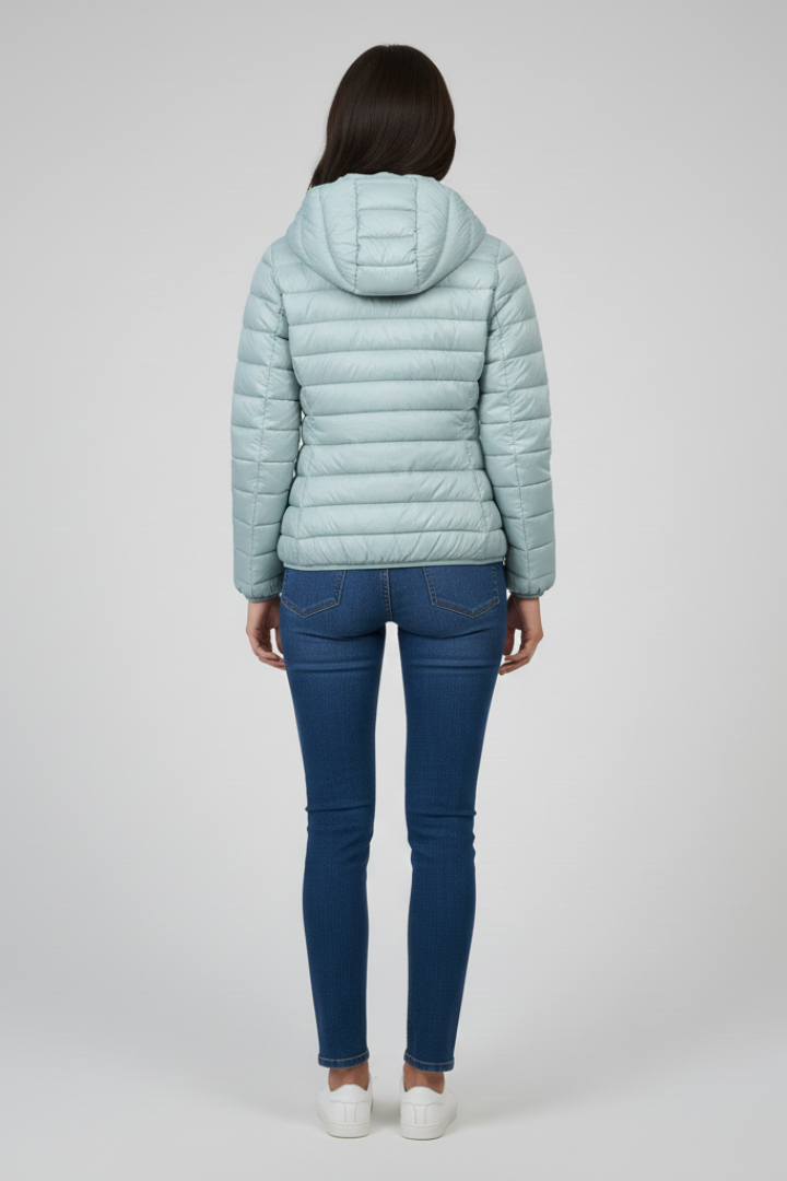 Women’s Jacket with Quilted Surface and Adjustable Hood