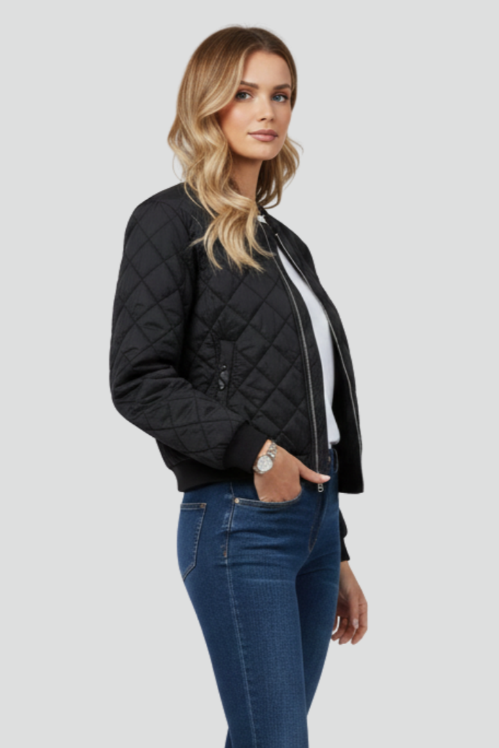Women’s Jacket with Quilted Surface and Zip Closure