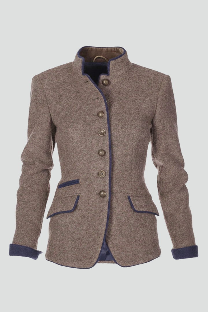 Women’s Jacket with Stand Collar and Front Buttons