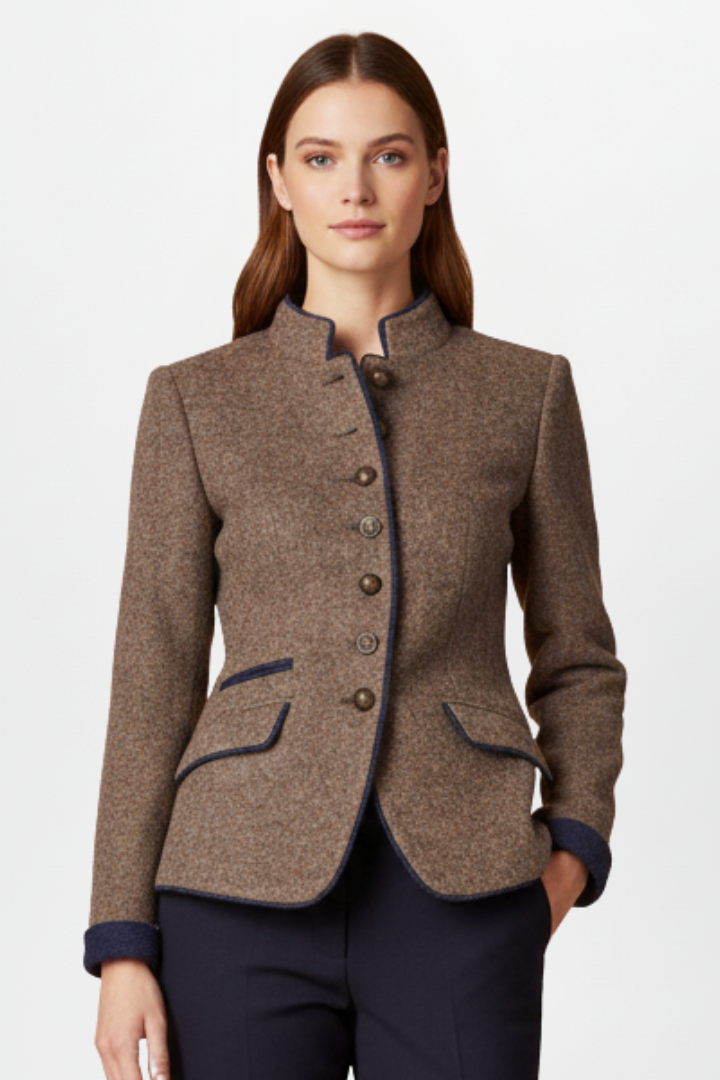 Women’s Jacket with Stand Collar and Front Buttons