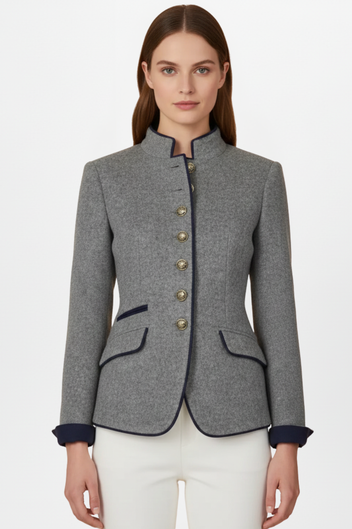 Women’s Jacket with Stand Collar and Front Buttons