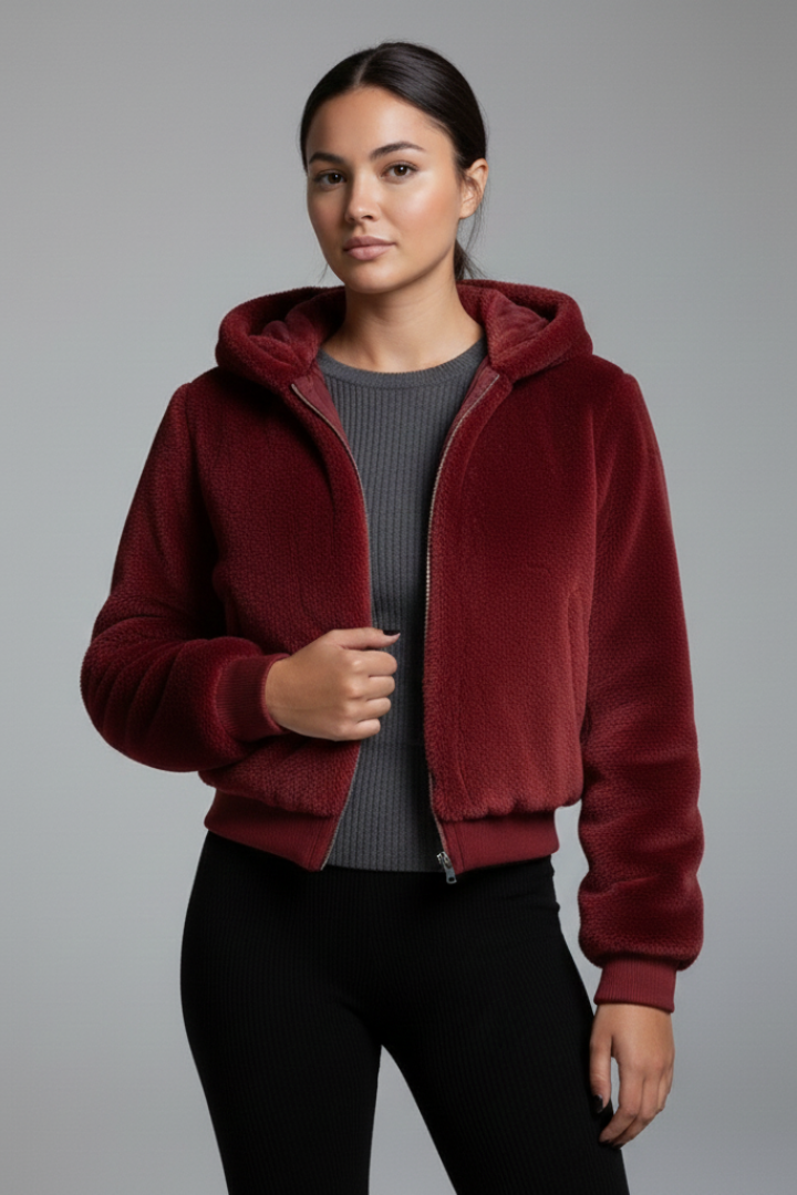 Women’s Jacket with Textured Surface and Zip Closure