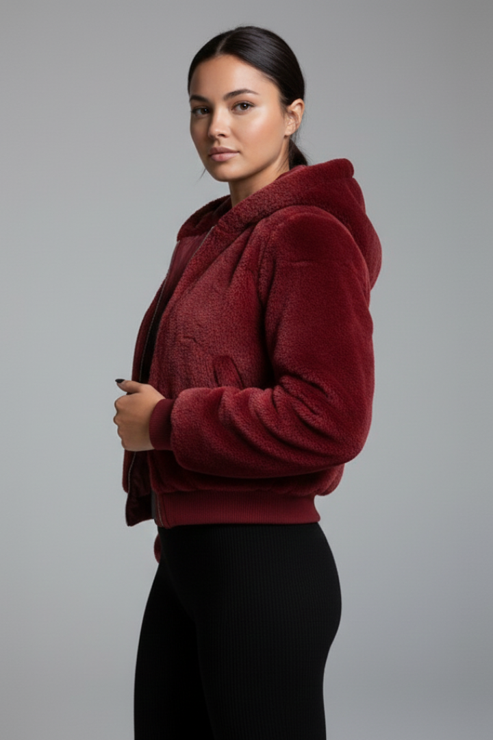 Women’s Jacket with Textured Surface and Zip Closure