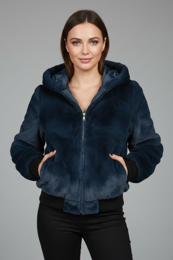 Women’s Jacket with Textured Surface and Zip Closure