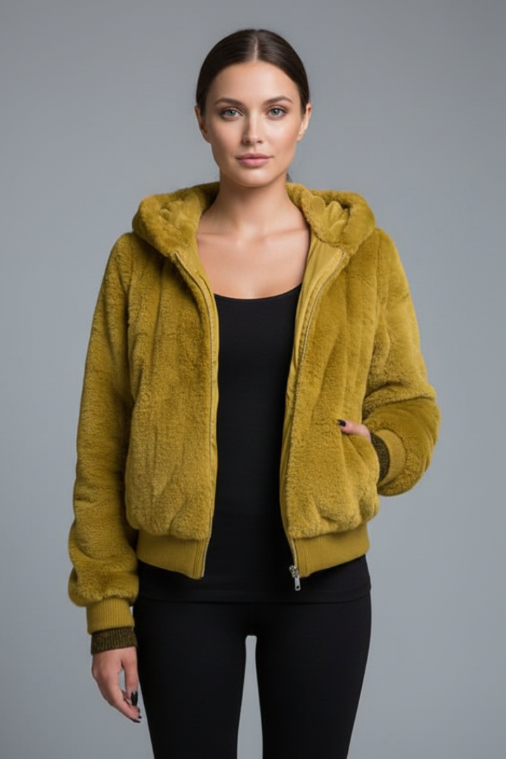 Women’s Jacket with Textured Surface and Zip Closure