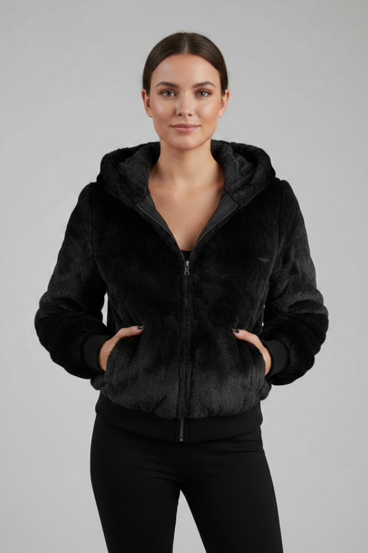 Women’s Jacket with Textured Surface and Zip Closure