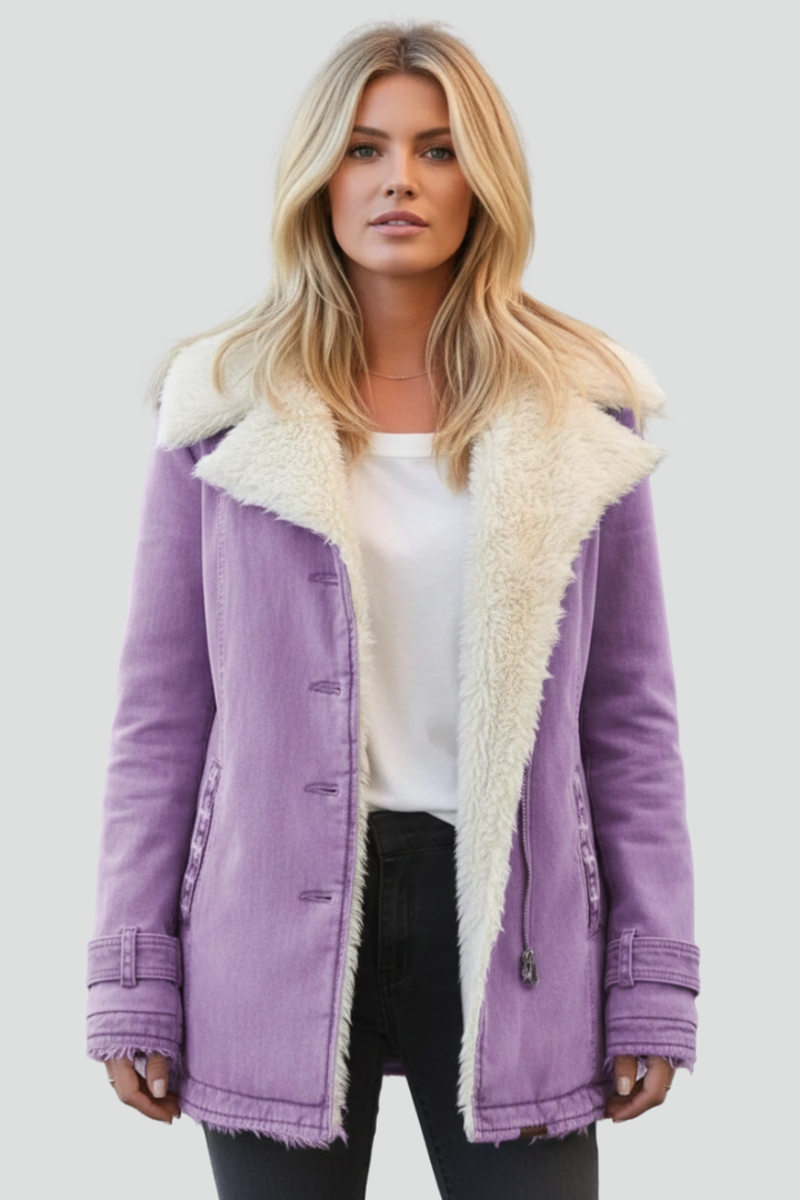 Women’s Jacket with Turn-Down Collar and Textured Inner Surface