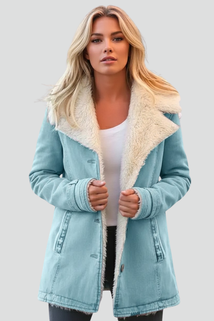 Women’s Jacket with Turn-Down Collar and Textured Inner Surface