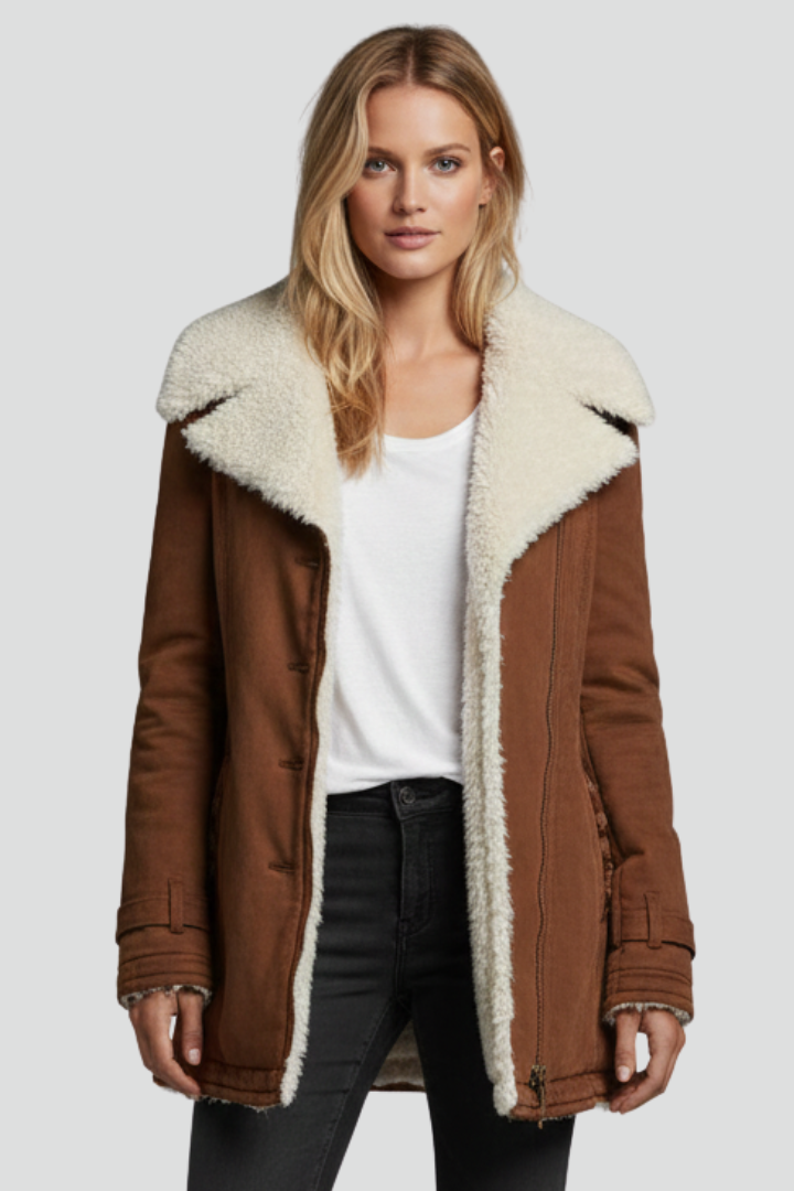 Women’s Jacket with Turn-Down Collar and Textured Inner Surface