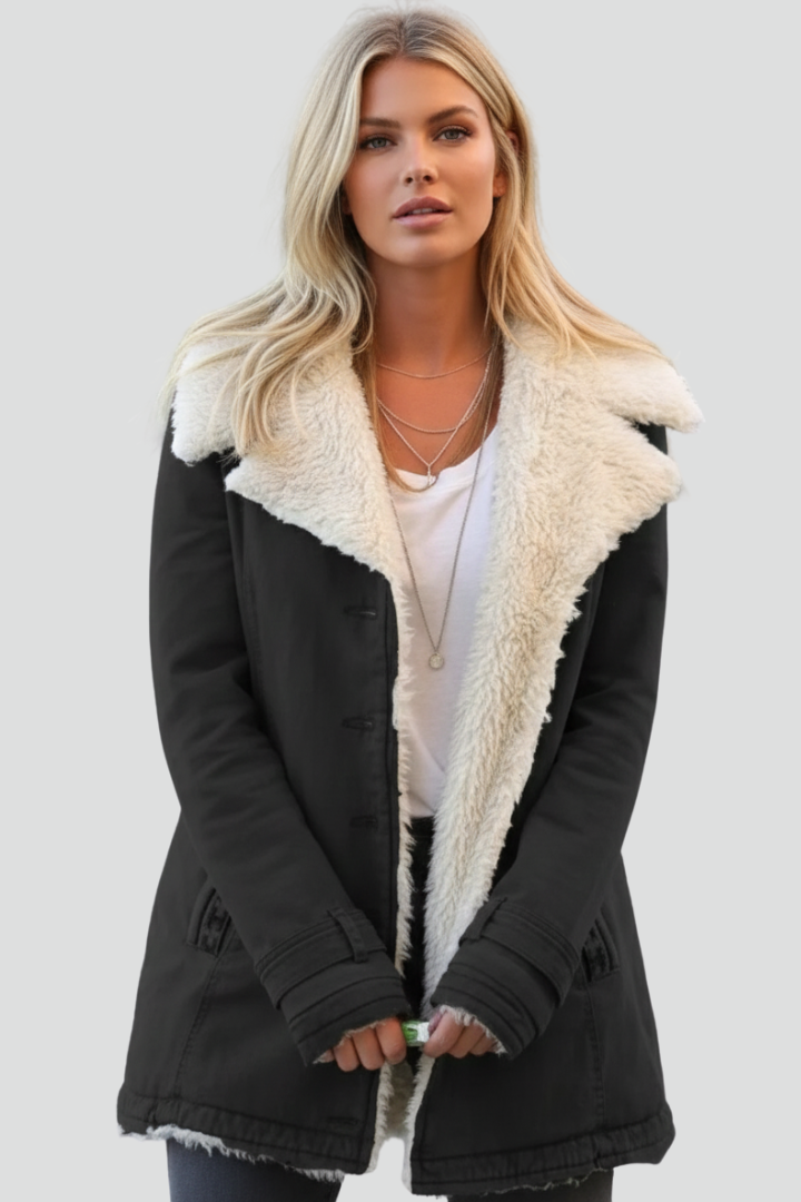 Women’s Jacket with Turn-Down Collar and Textured Inner Surface