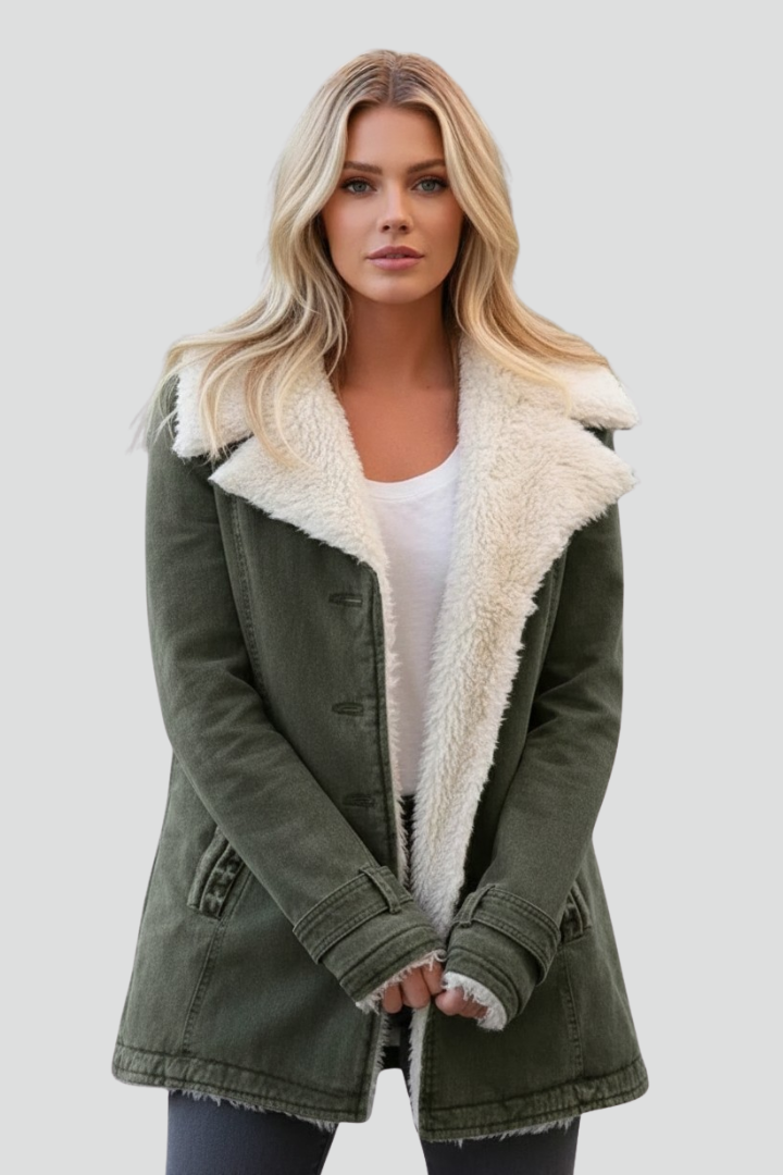 Women’s Jacket with Turn-Down Collar and Textured Inner Surface