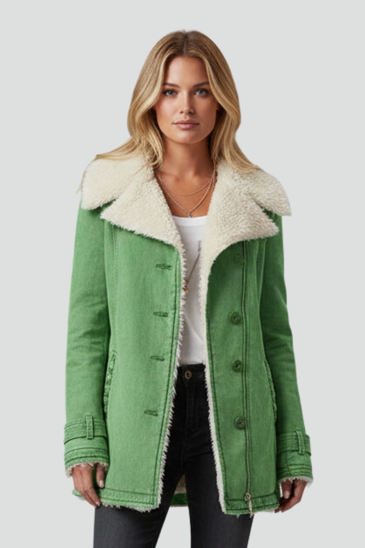 Women’s Jacket with Turn-Down Collar and Textured Inner Surface