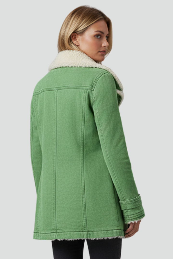 Women’s Jacket with Turn-Down Collar and Textured Inner Surface