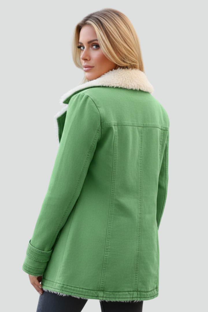 Women’s Jacket with Turn-Down Collar and Textured Inner Surface
