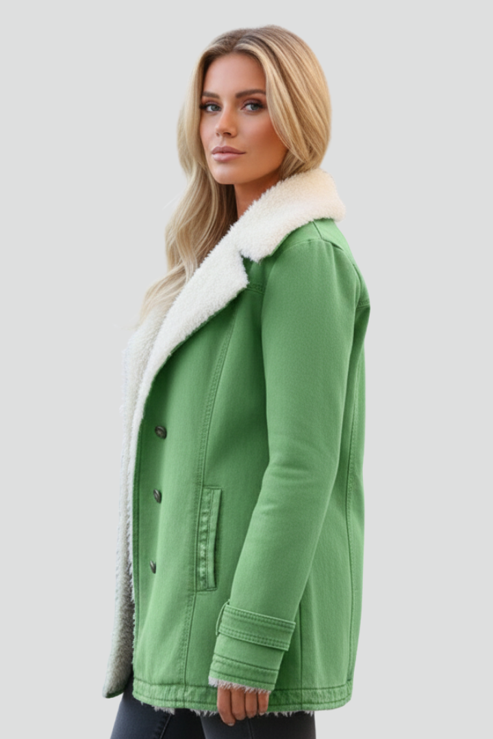 Women’s Jacket with Turn-Down Collar and Textured Inner Surface