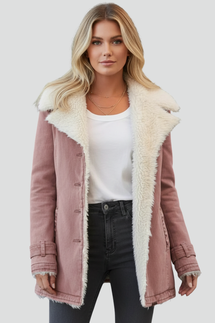 Women’s Jacket with Turn-Down Collar and Textured Inner Surface