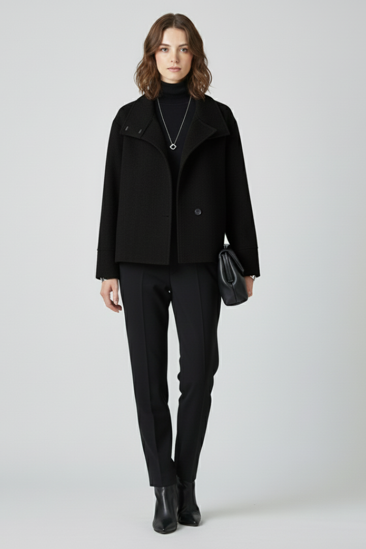 Women’s Jacket with Wide Collar and Button Closure