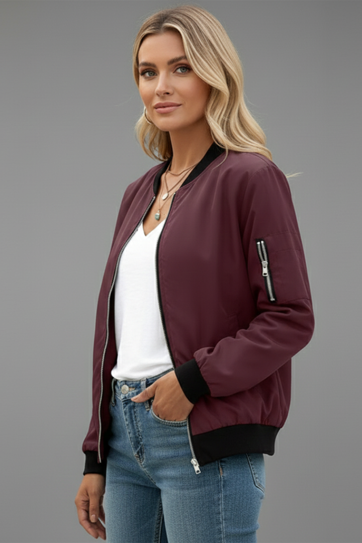 Women’s Jacket with Zip Closure and Elasticated Cuffs