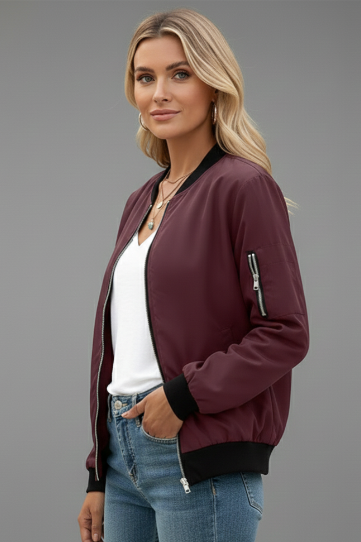 Women’s Jacket with Zip Closure and Elasticated Cuffs