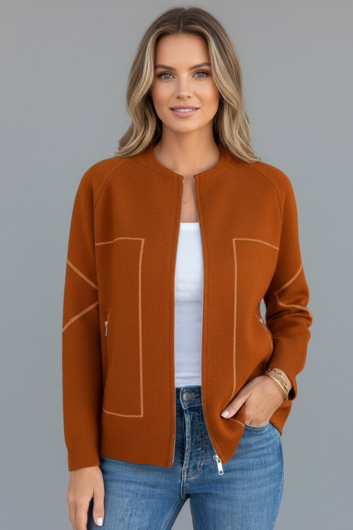 Women’s Jacket with Zip Closure and Front Patch Pockets