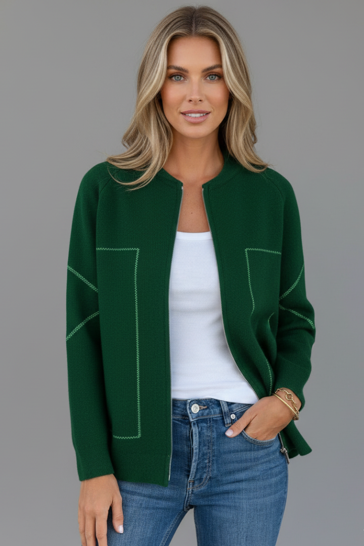 Women’s Jacket with Zip Closure and Front Patch Pockets