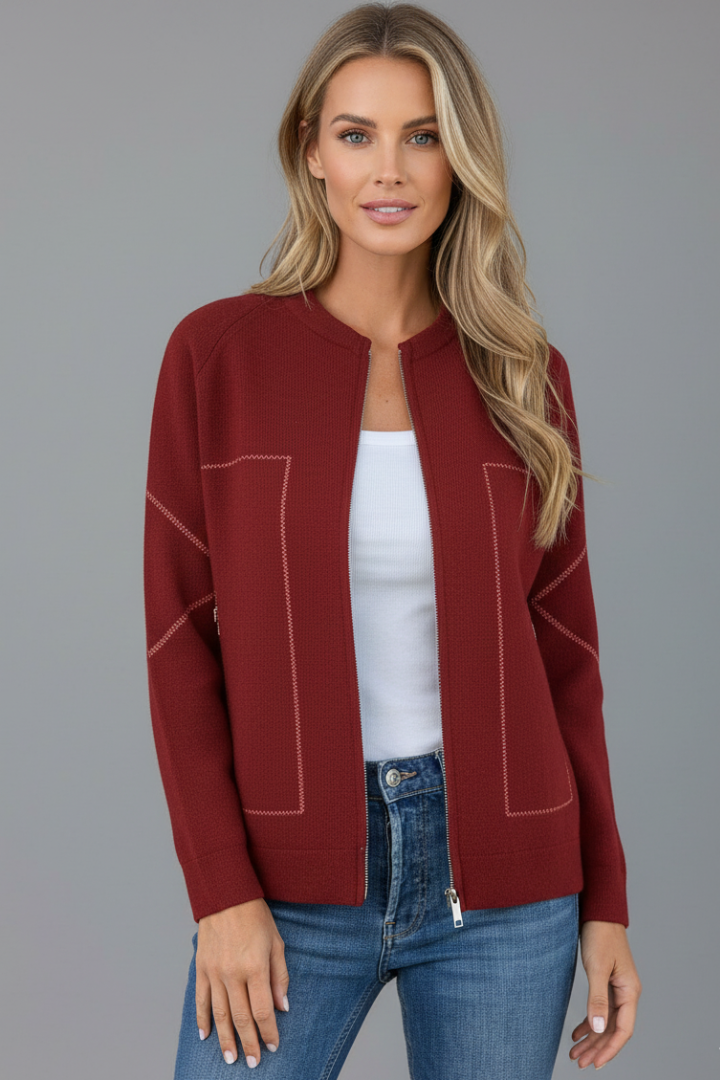 Women’s Jacket with Zip Closure and Front Patch Pockets