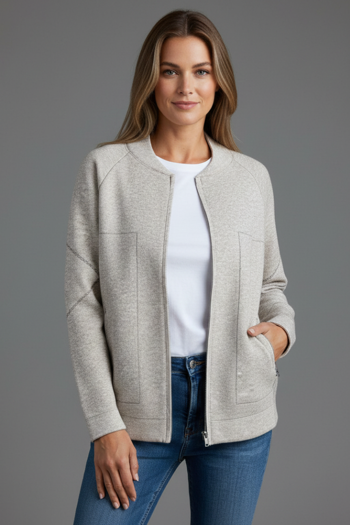 Women’s Jacket with Zip Closure and Front Patch Pockets
