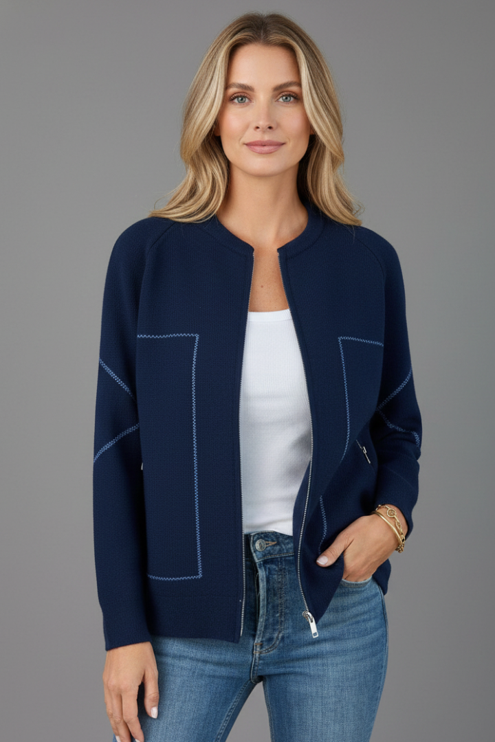 Women’s Jacket with Zip Closure and Front Patch Pockets