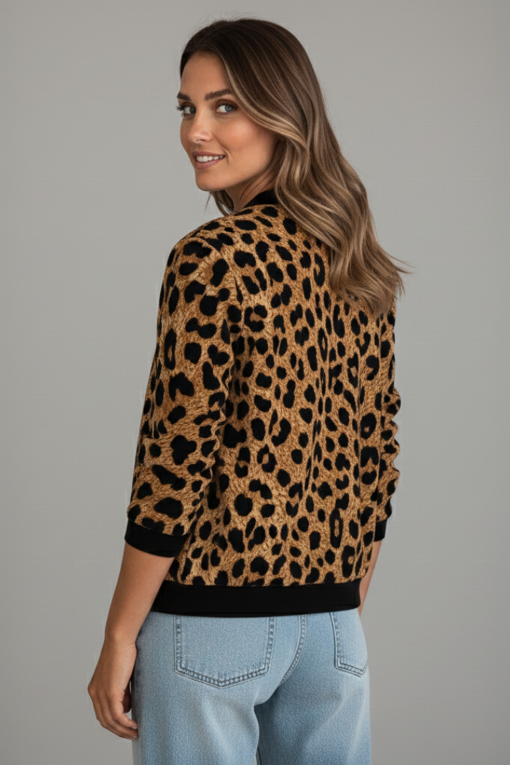 Women’s Jacket with Zip Fastening and Animal Pattern
