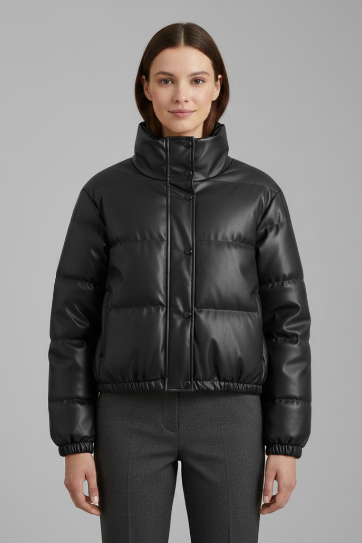 Women’s Jacket with Zip Fastening and Padded Surface