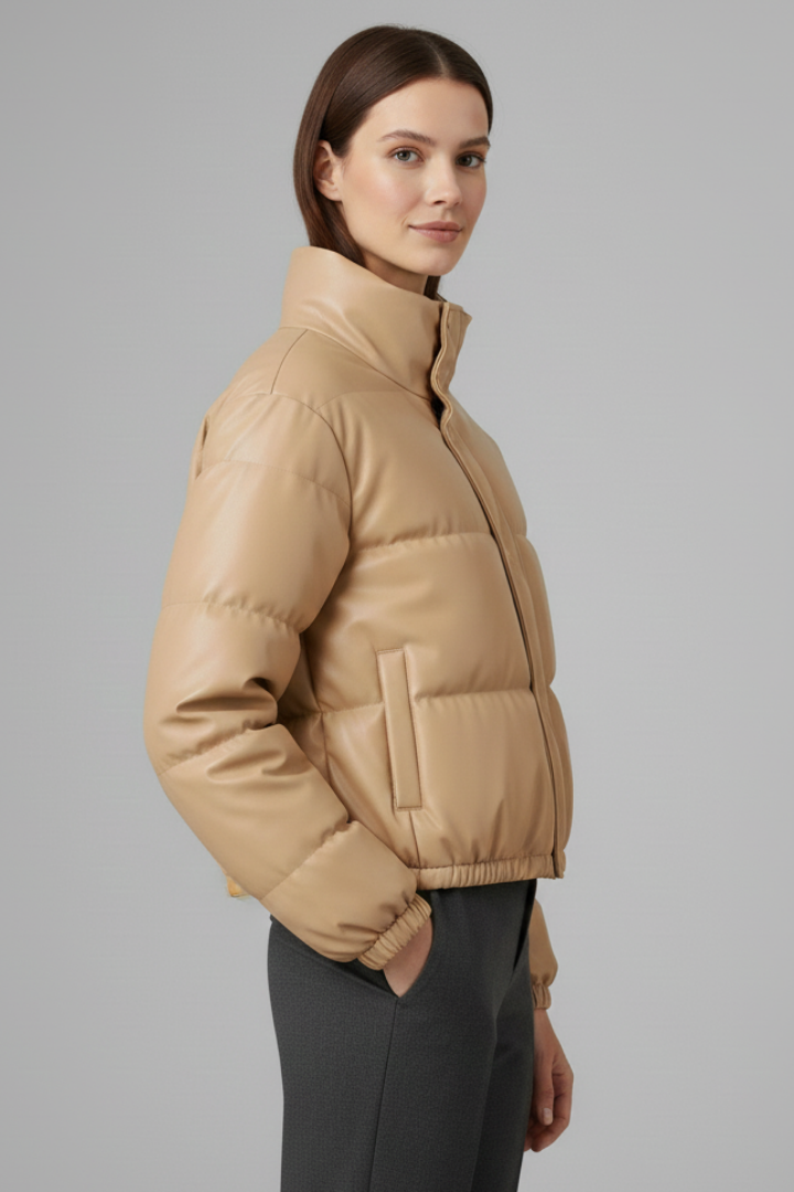 Women’s Jacket with Zip Fastening and Padded Surface