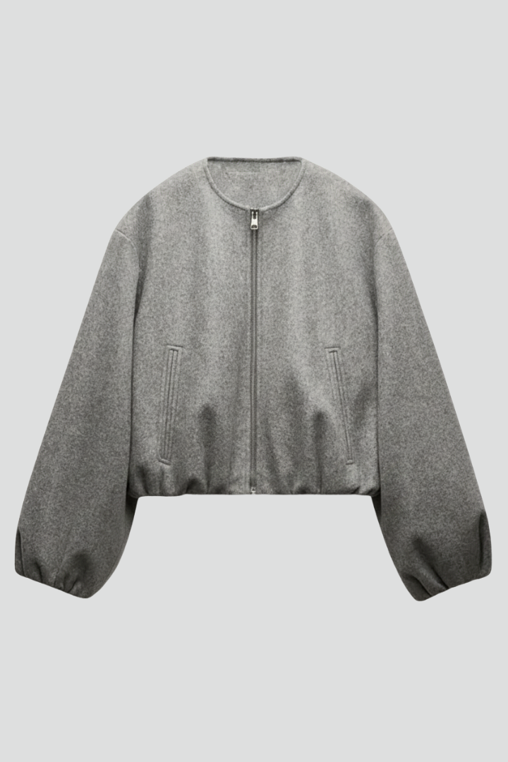 Women’s Jacket with Zip Fastening and Ribbed Hem