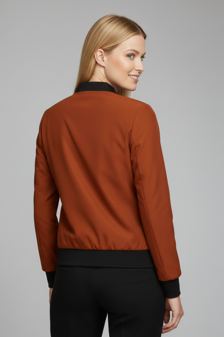 Women’s Jacket with Zip and Ribbed Trim