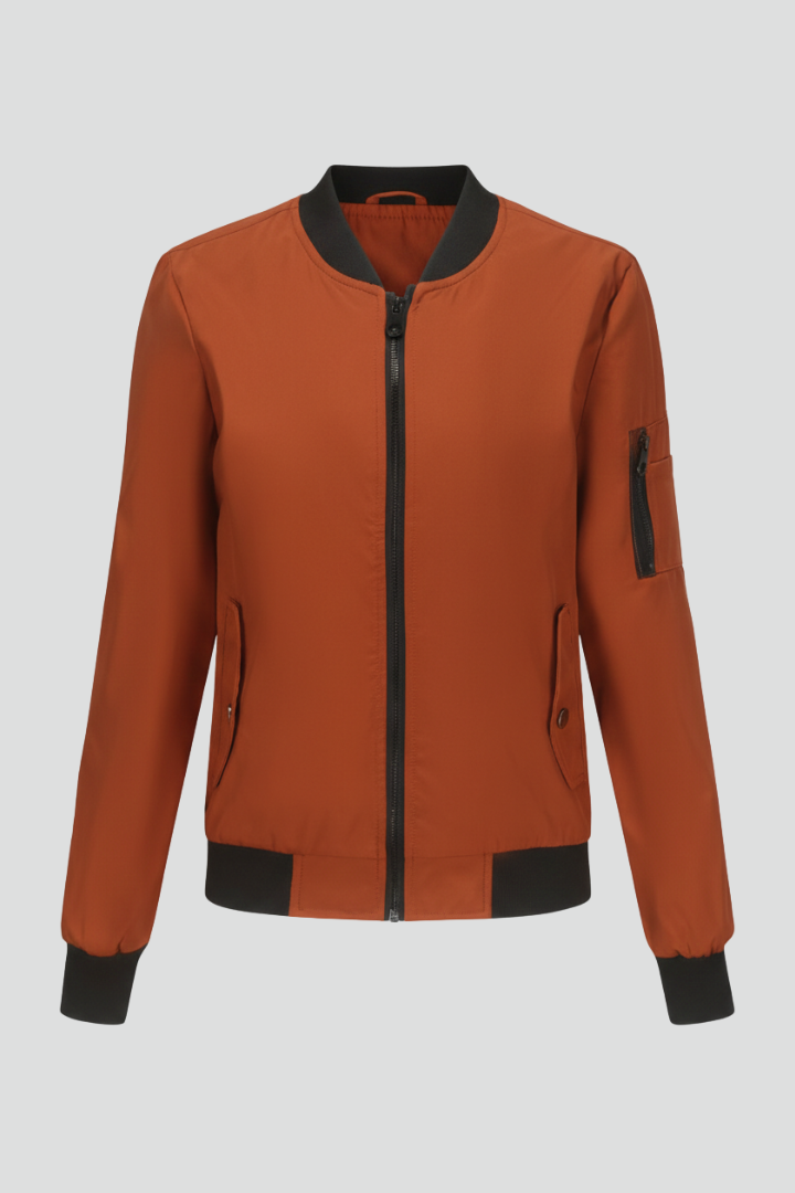 Women’s Jacket with Zip and Ribbed Trim