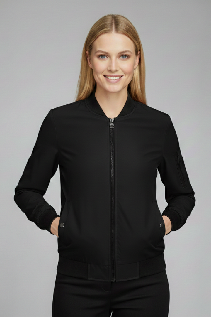 Women’s Jacket with Zip and Ribbed Trim