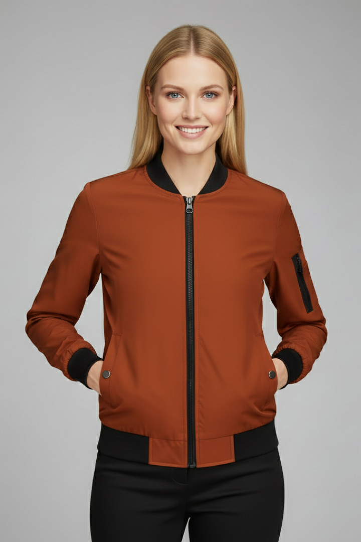 Women’s Jacket with Zip and Ribbed Trim