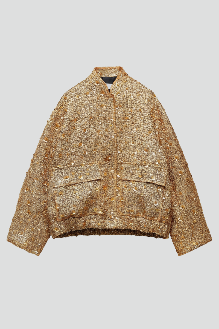 Women’s Jacket with Zipper and Textured Surface