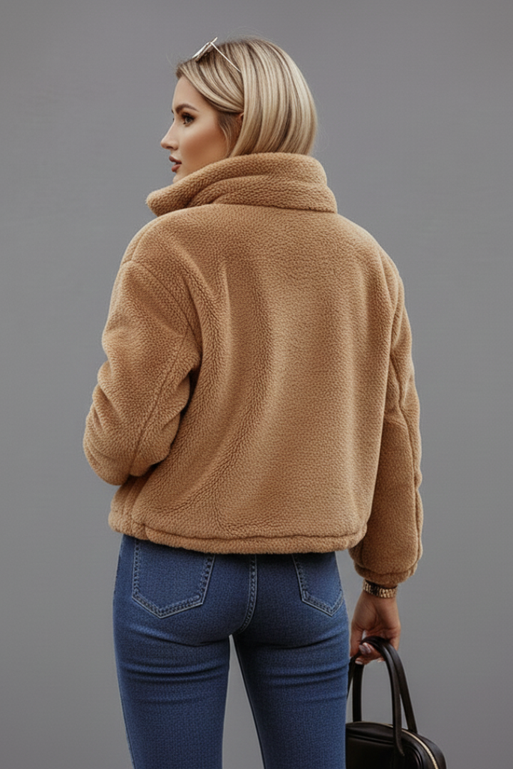 Women’s Jacket with Zipper and Textured Surface