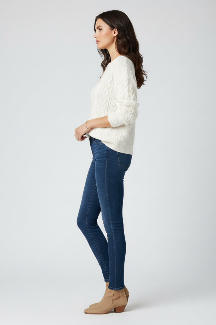 Women’s Jumper with Crew Neck and Ribbed Hem