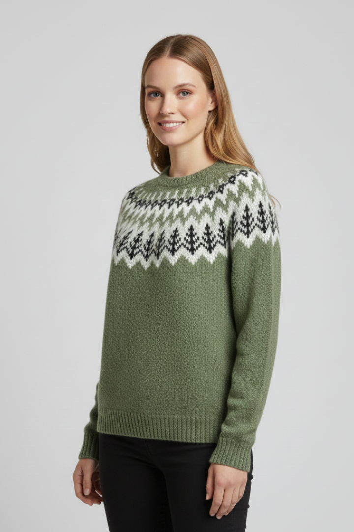 Women’s Jumper with Round Neck and Ribbed Surface