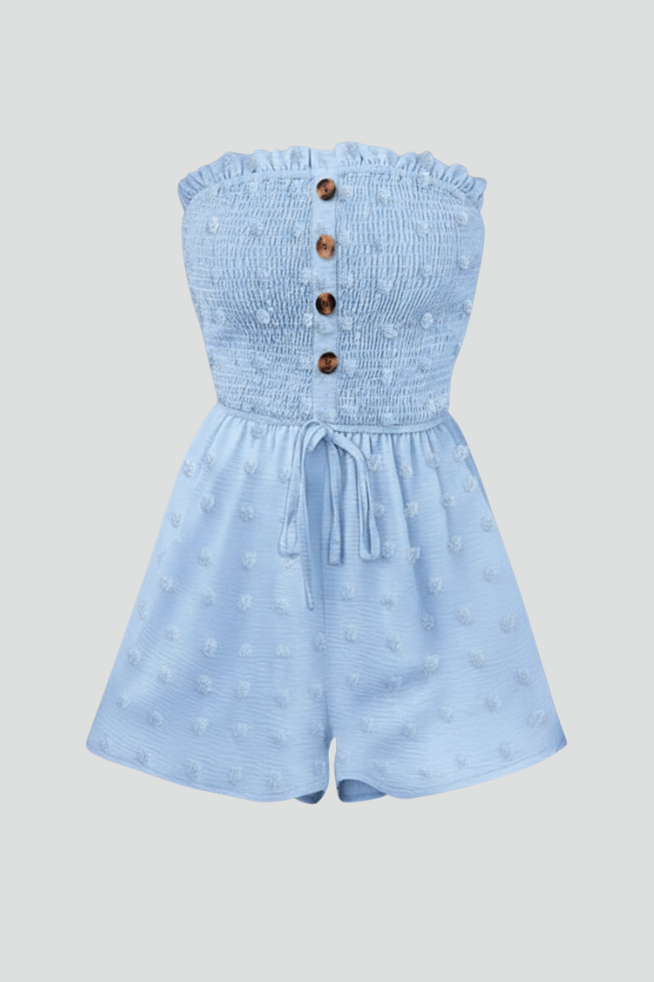 Women’s Jumpsuit with Bandeau Neckline and Button Front