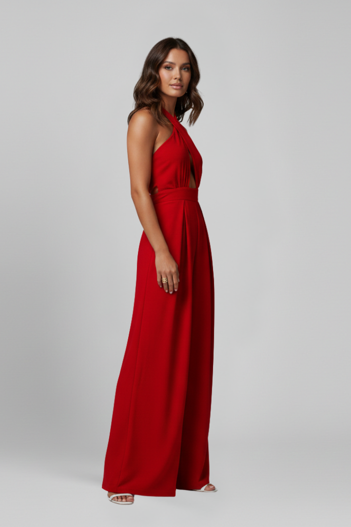 Women’s Jumpsuit with Halter Neck and Cut-Out Detail